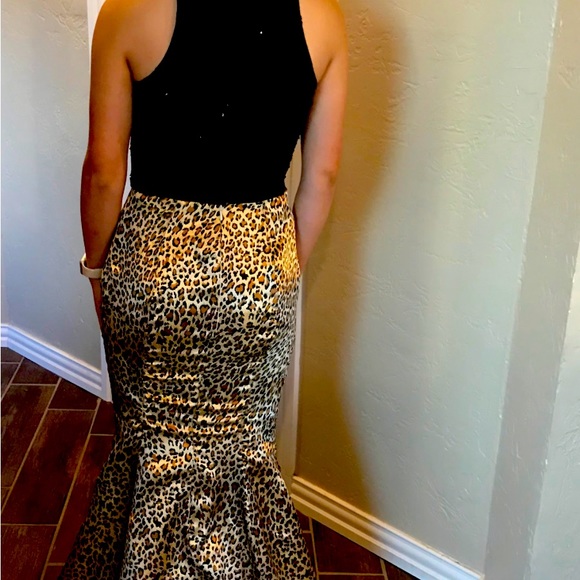 High Collar Exposed Leopard Pattern Mermaid
Gown. Worn once! - Picture 7 of 8